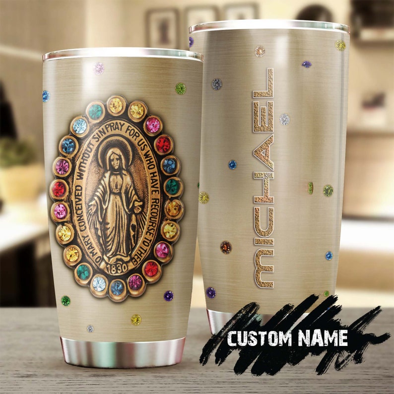 Jewelry Style Mother Mary Personalized Tumbler-Birthday Christmas Gift For Jesus Catholic Christians