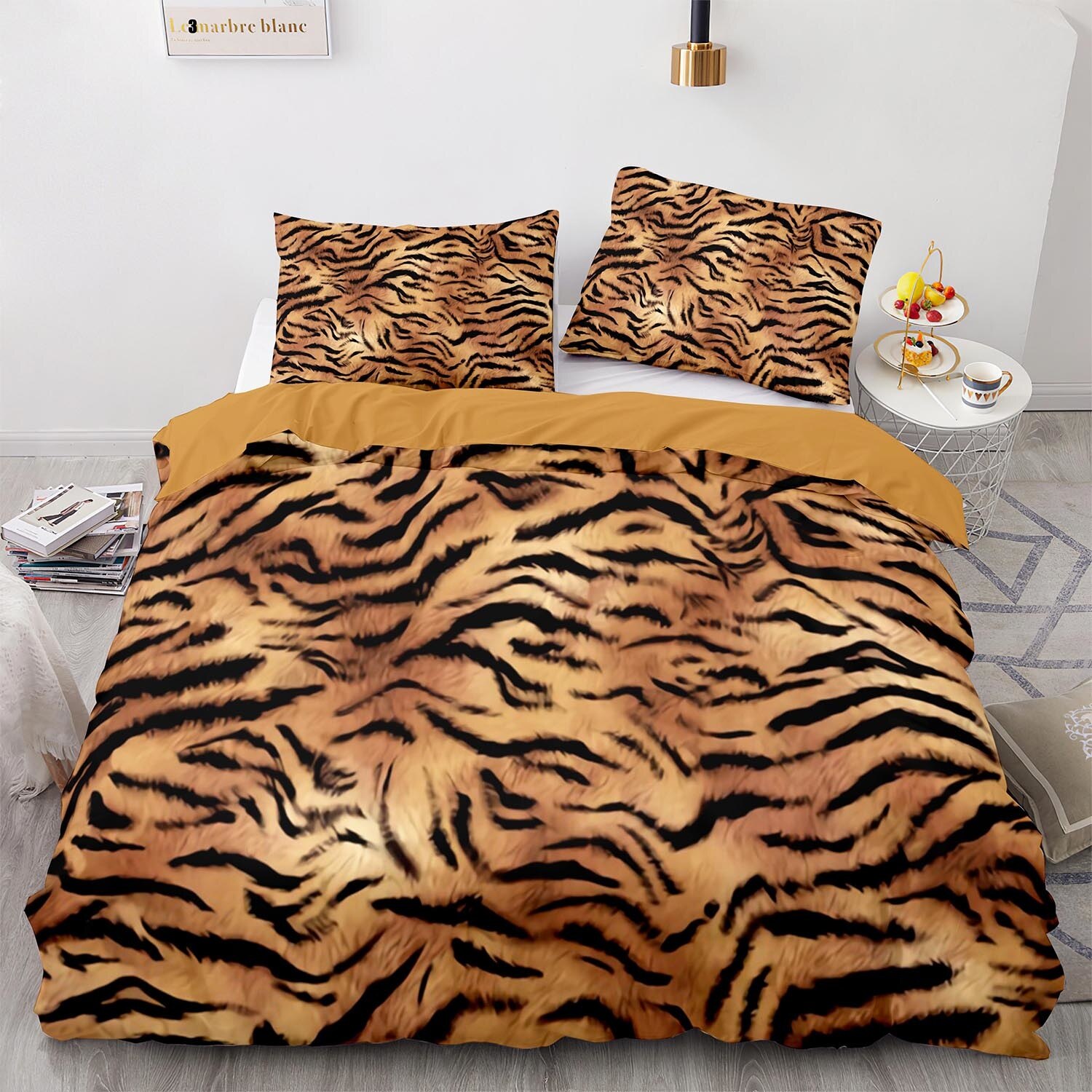 Tiger Bedding Set Twin Full Queen King Size Tiger Leopard Bed Set Aldult Kid Bedroom Duvetcover Sets 3D Print 014 Duvet Covers