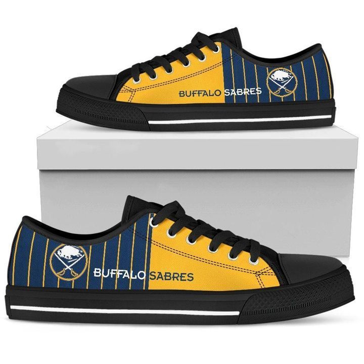 Cool Simple Design Vertical Stripes Buffalo Sabres Low Top Shoes 345 For Men And Women Custom Canvas Shoes Low Top Canvas Shoes