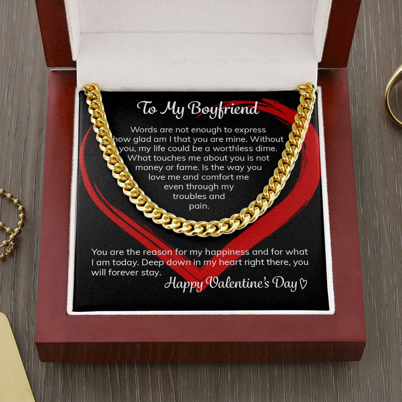 Valentines Day Gifts For Him, Cuban Necklace For Boyfriend, Words Are Not Enough To Express