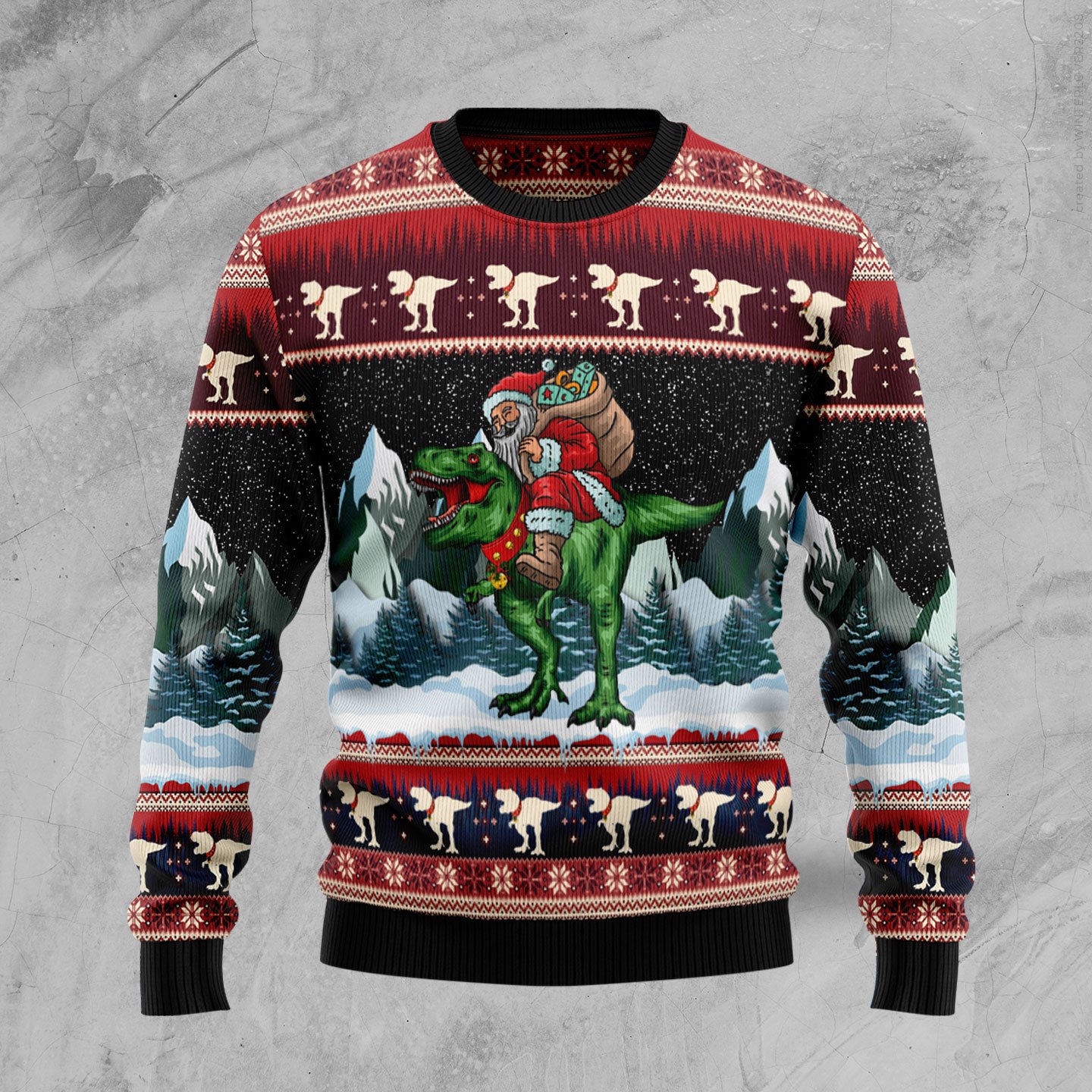 T-rex Santa Clause TG51127 unisex womens & mens, couples matching, friends, t-rex lover, funny family ugly christmas holiday sweater gifts (plus size available)