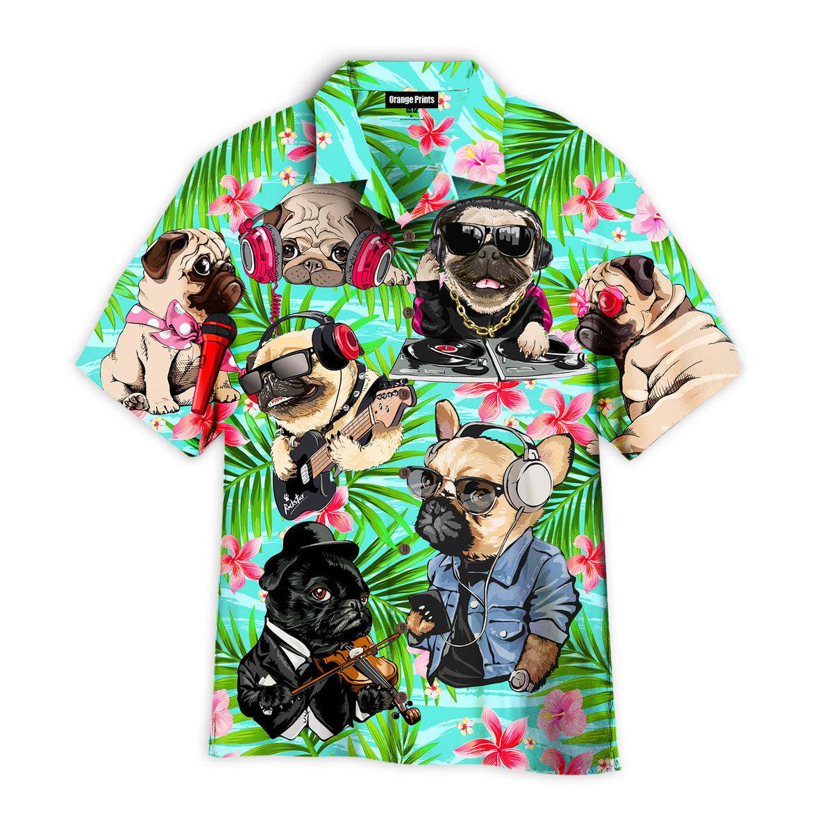 Dog Feeling Music With Pugs Hawaii Shirt For Men And Women Ha86747