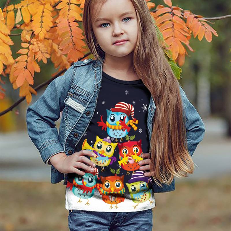 Owl Christmas Tree T1609 - All Over Print Holiday Kid Sweater
