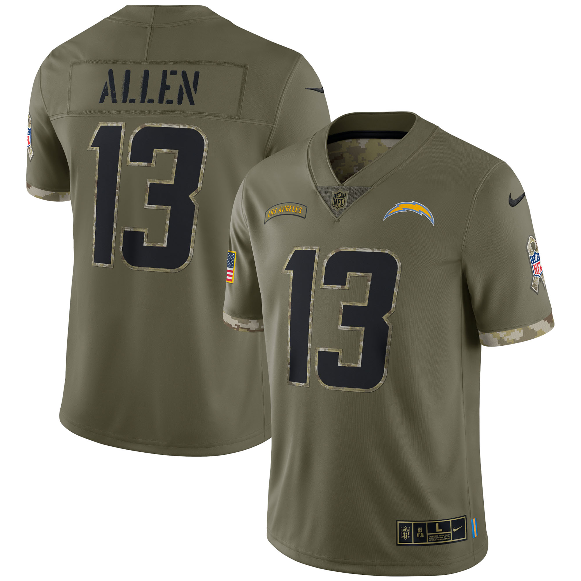 Men’s Los Angeles Chargers Olive 2022 Salute To Service Limited Jersey 2