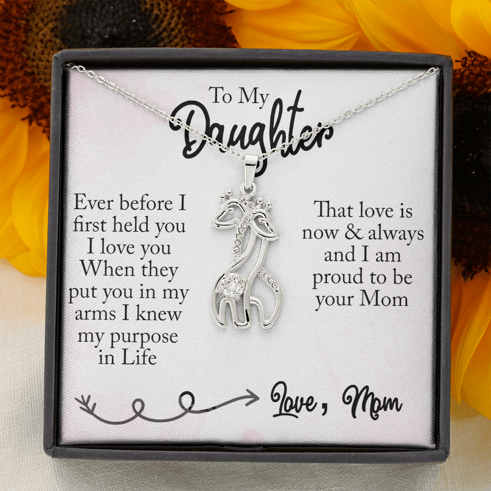 Beautifully Handcrafted Giraffes Necklace With A Message Card From Mom To Daughter Unique Giraffe Jewelry Is A Perfect Gift For Your Daughter’S Birthday, Valentine’S Day Or Just To Say I’M Proud Of You