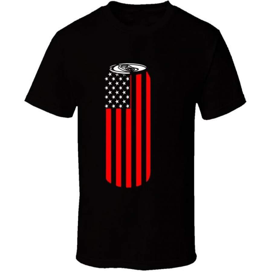 4th Of July Beer Can Flag Shirt Leisure Street Style Short Sleeve