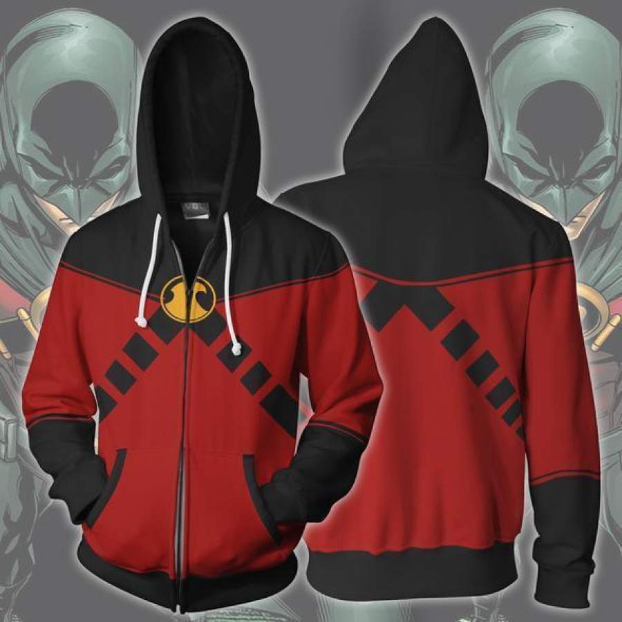 2019 Batman Hoodies Red Robin Tim Drake Cosplay Zip Up Hoodie