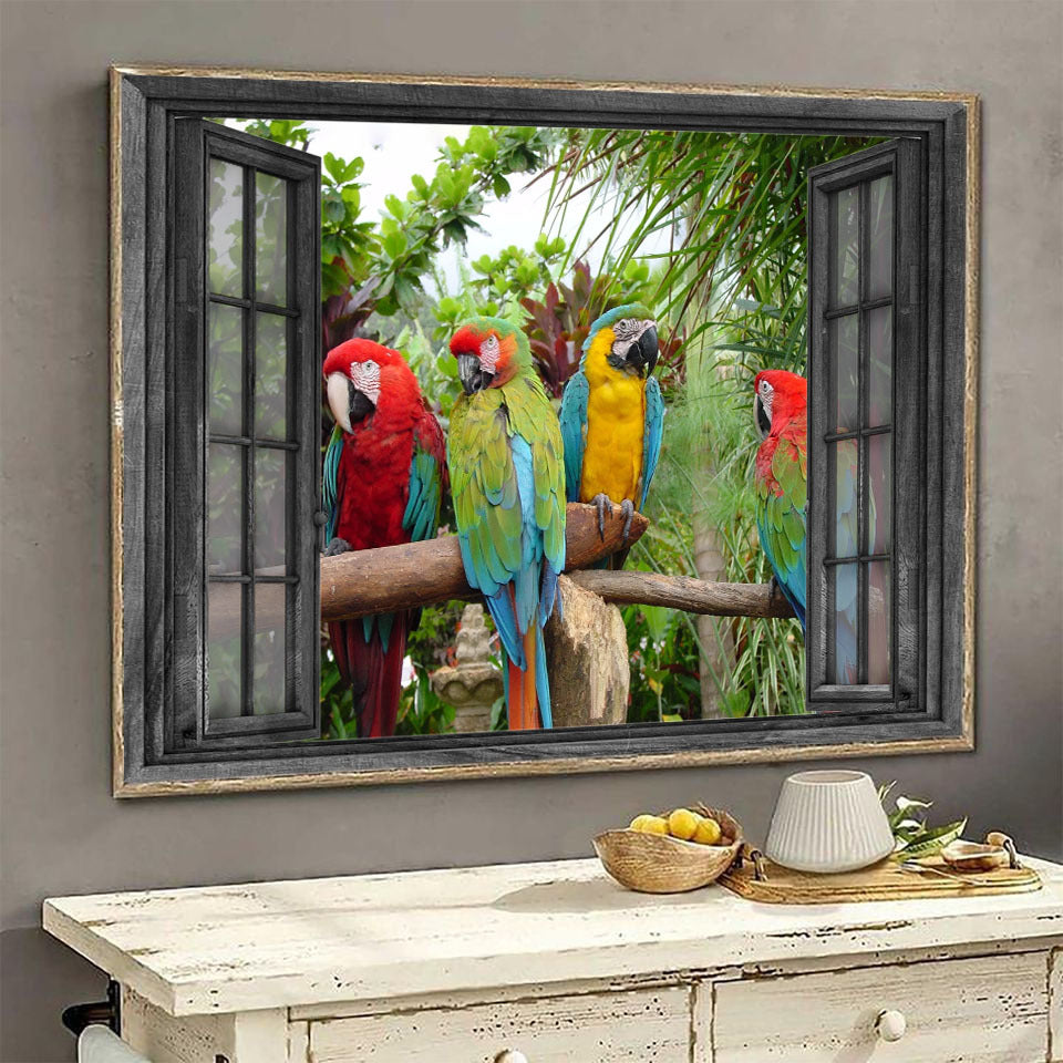 Blue And Gold Macaws Parrot 3D Wall Arts Painting Prints Home Decor Ha0539-Tnt