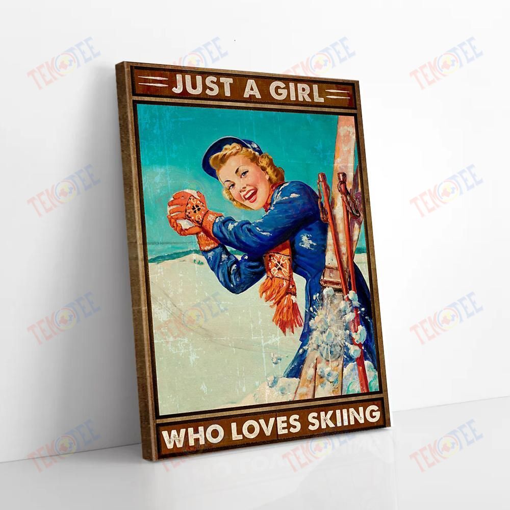 Canvas Prints Just A Girl Who Loves Skiing Vintage Wall Art Canvas Delightful Wall Art Home Decoration