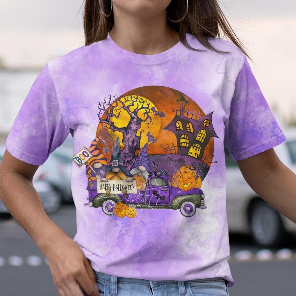 Beautiful Jp Girl Halloween Pumpkin Purple Unisex T-Shirt 3D