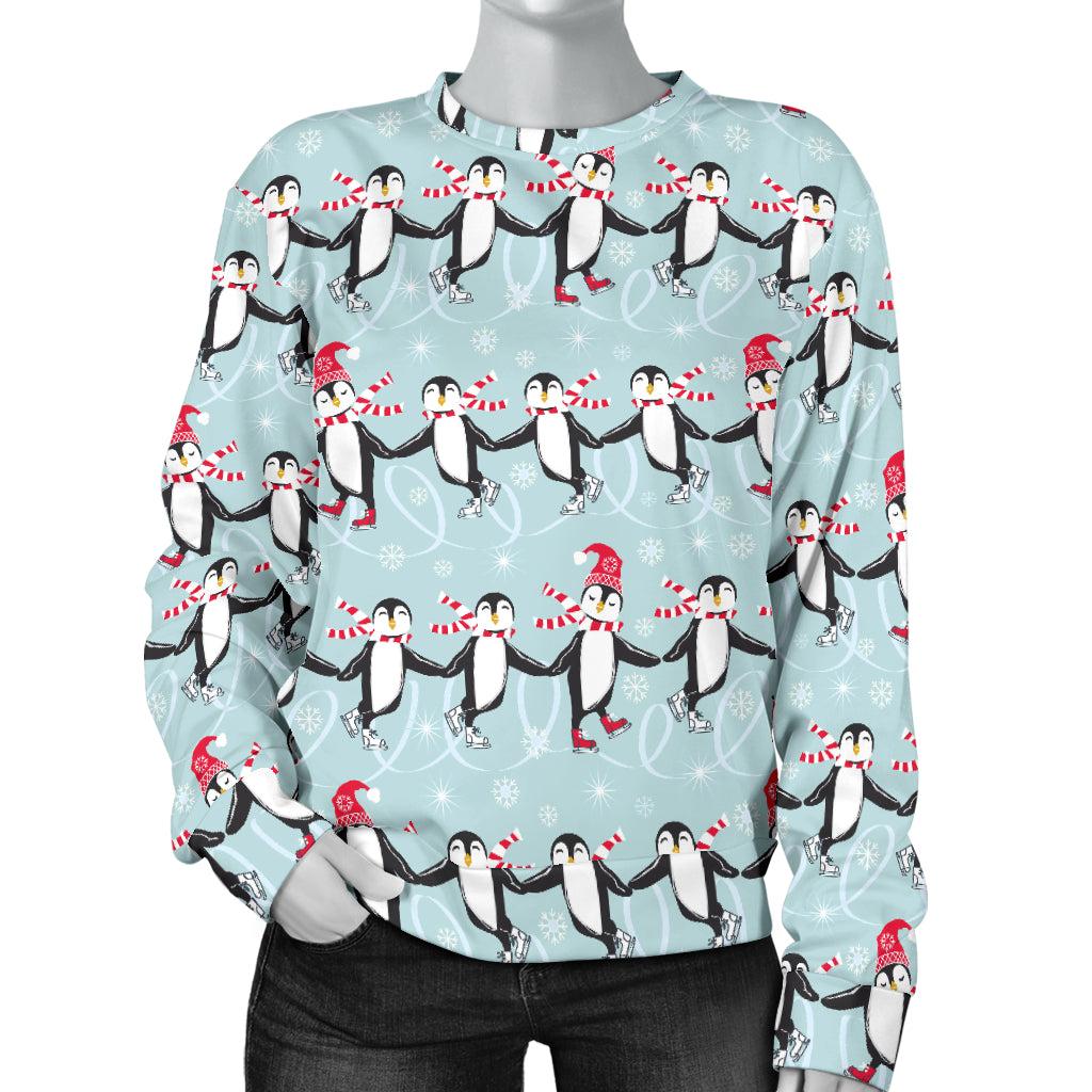 Penguin Sking Design Women Long Sleeve Sweatshirt