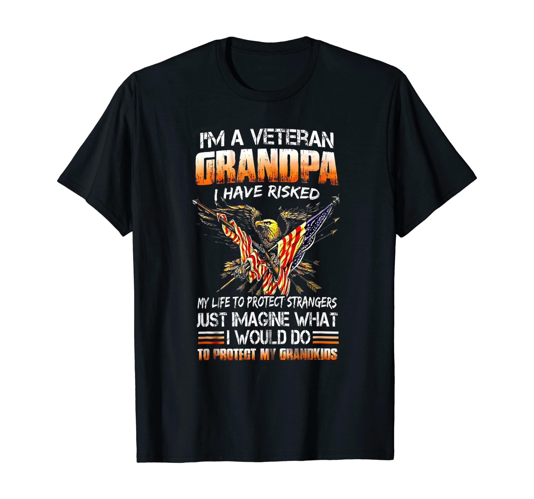 Veteran Shirt Grandpa Proud Vet Grandfather Fathers Day Tee