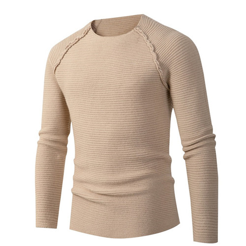 British Style Men’s Casual Round Neck Sweater Black / Khaki Autumn and Winter New Men Long-sleeved Pullover alx