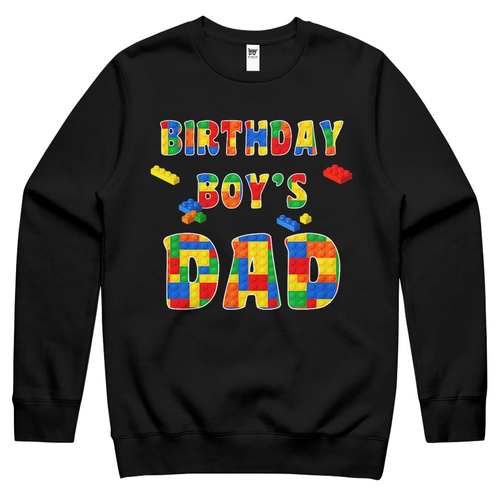 Building Block Dad Of Birthday Boy Crewneck Sweatshirt