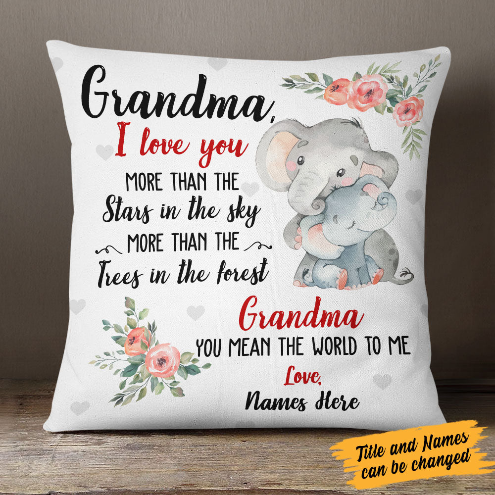 Personalized Grandma & Mom Elephant  Pillow NB192 95O58 (Insert Included)