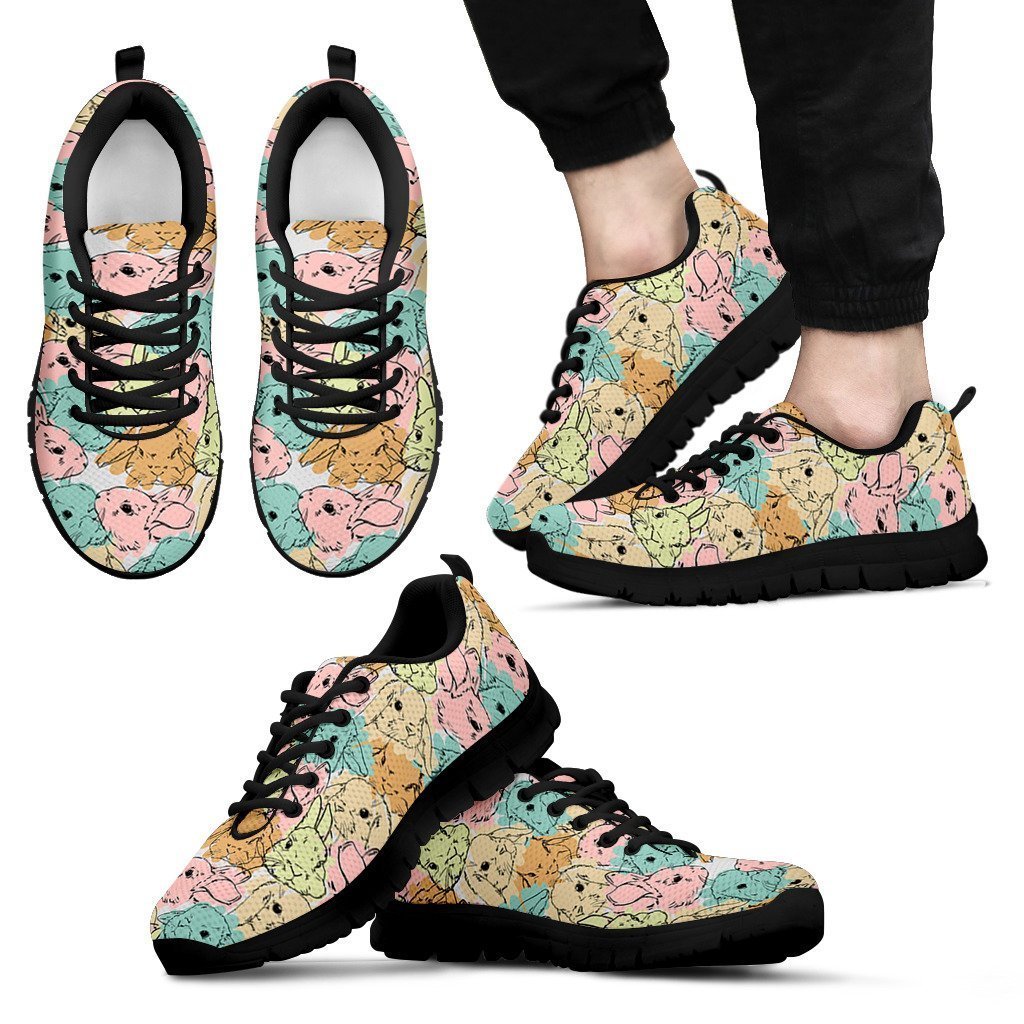 Rabbit Bunny Pattern Print Sneakers, Sneaker Running Personalized Shoes Custom Name, Text For Women, Men