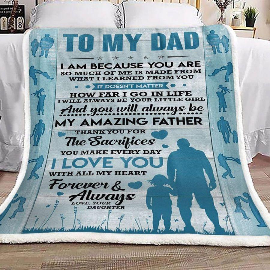 [Personalized Name] To My Dad From Daughter Love You With All My Heart – Best Gift For Dad, Gift For Home Decor, Gift For Family  – Fleece Blanket