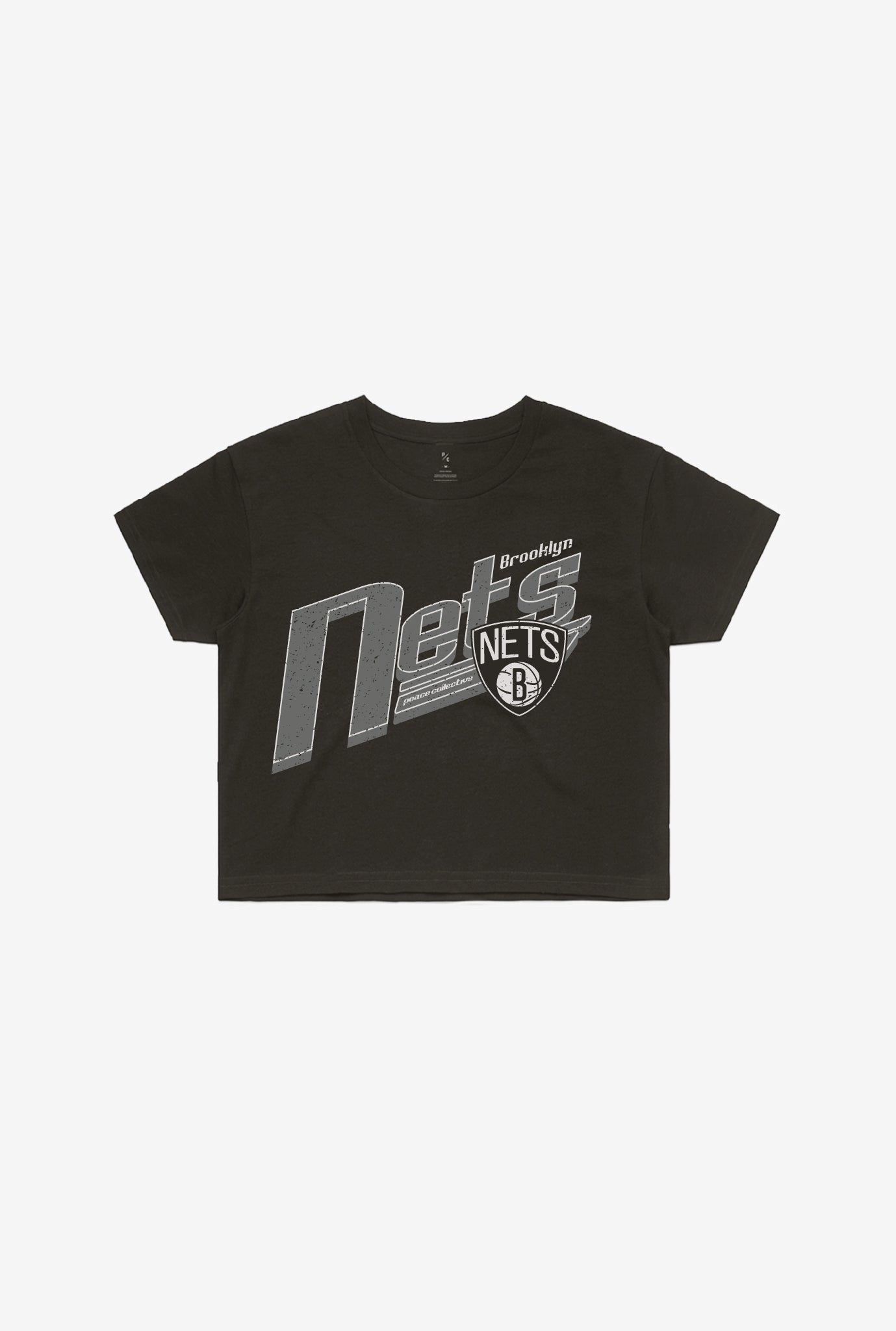 Brooklyn Nets Garment Dyed Cropped T-Shirt – Black