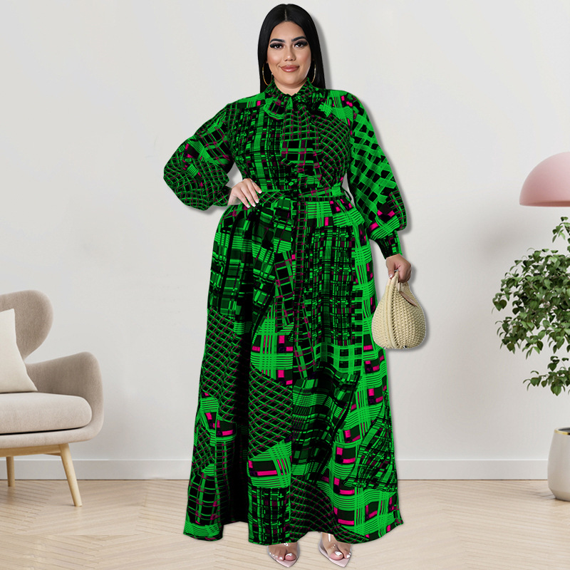 5XL 4XL Plus Size Dresses Women Clothes High Waist Long Sleeve Robe Autumn Winter New Print Fashion Oversize Maxi Dress Vestidos alx