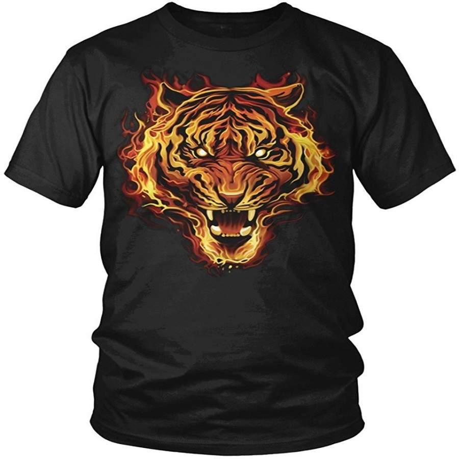 Flaming Tiger, Tiger Made Of Fire Men’S T-Shirt,