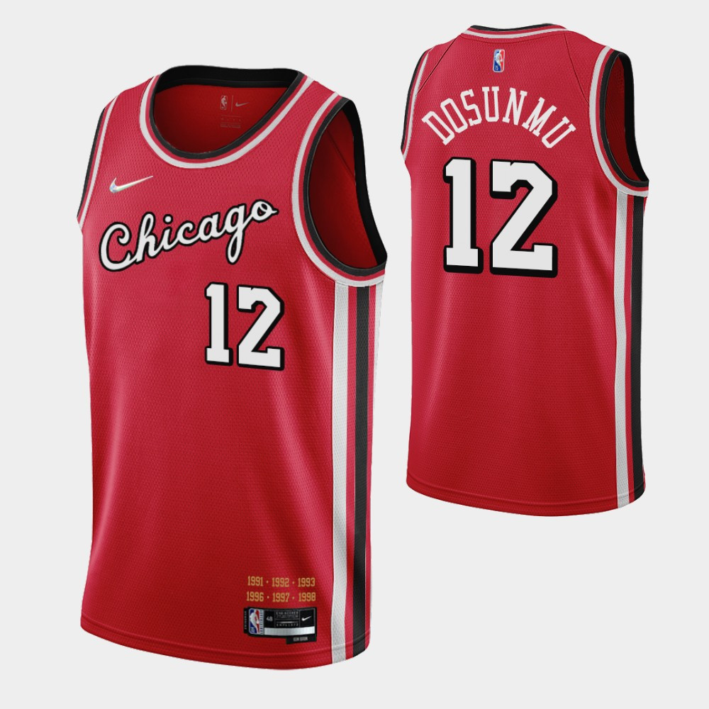 Chicago Bulls Ayo Dosunmu 12 NBA 2021-22 City Brandedition Red Jersey Gift For Bulls Fans