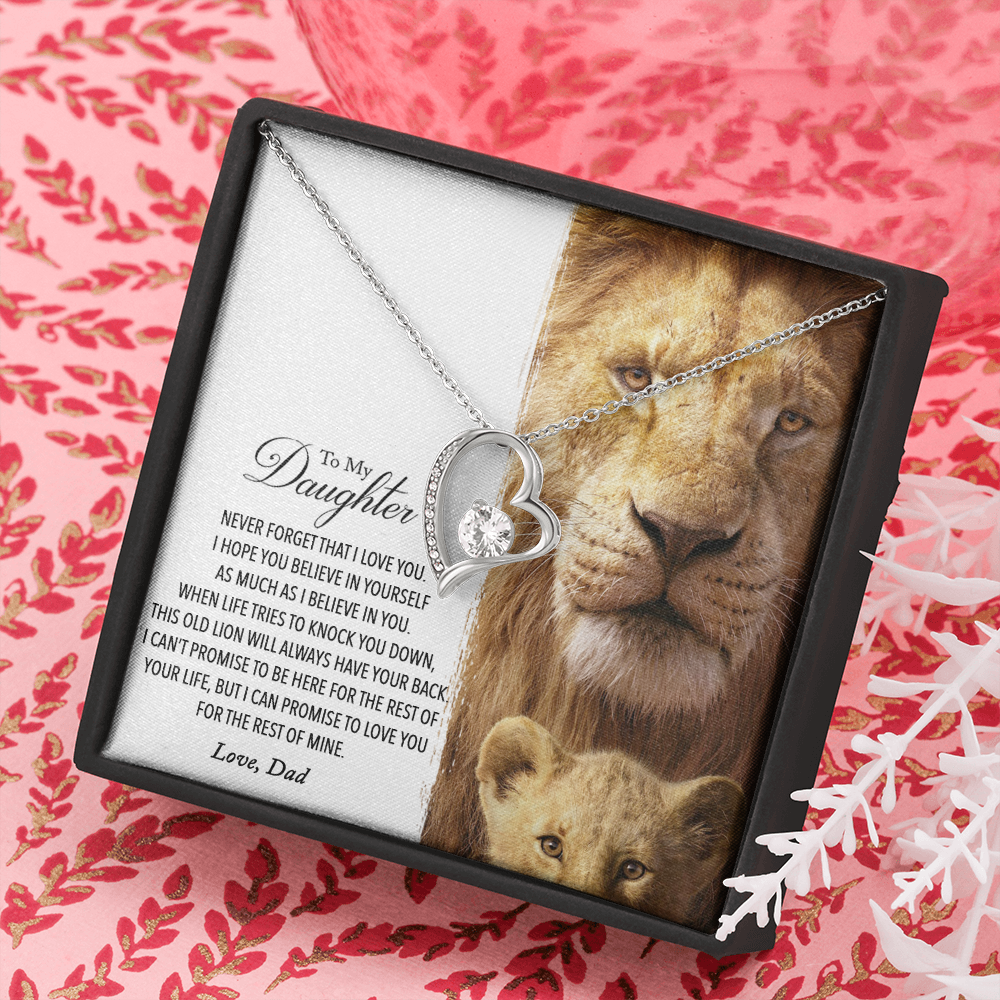 To My Daughter – This Old Lion Will Always Have Your Back – Love Dad – No One Can Love You More Than I Do – To My Daughter Necklace, Daughter Gift From Dad, Daughter Father Present, Meaningful Necklace For Daughter From Dad, Personalize Gift