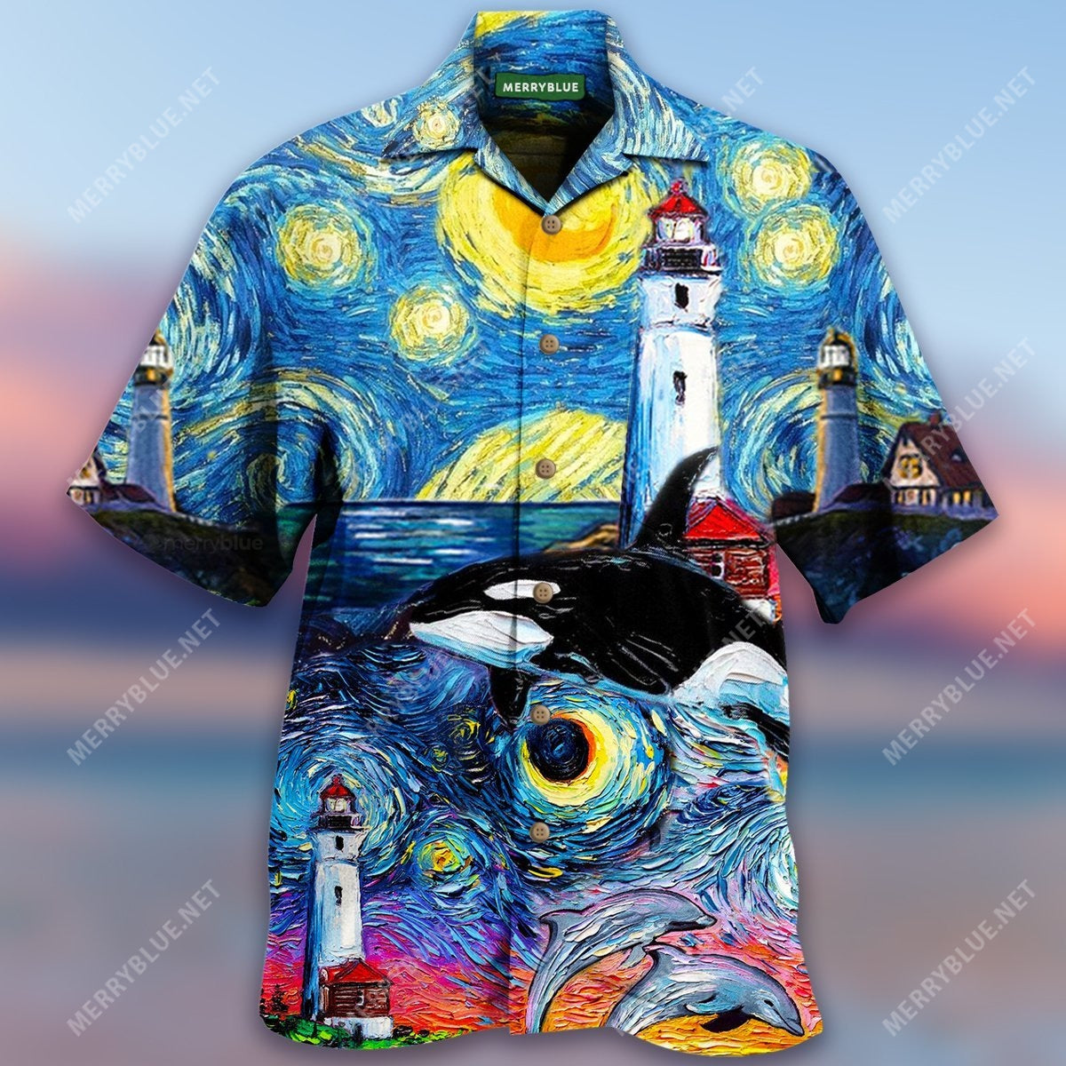 Finding Light In A Starry Night Lighthouse Unisex Hawaii Shirt Ha62251