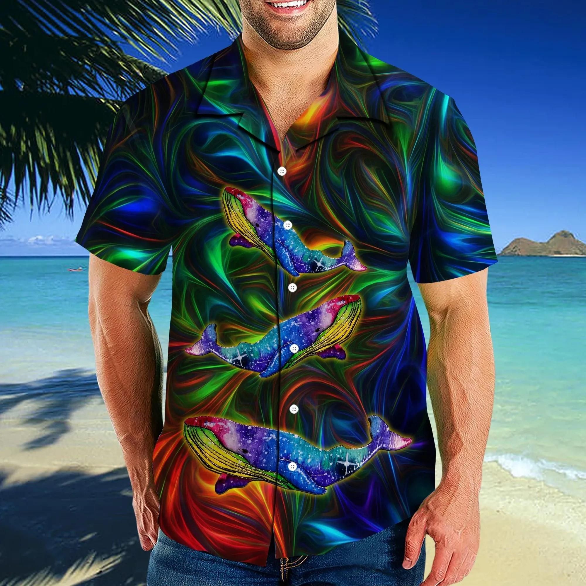 Whale Hippie Aloha Hawaii Shirt Colorful Short Sleeve Summer Beach Casual For Men And Women Ha22831