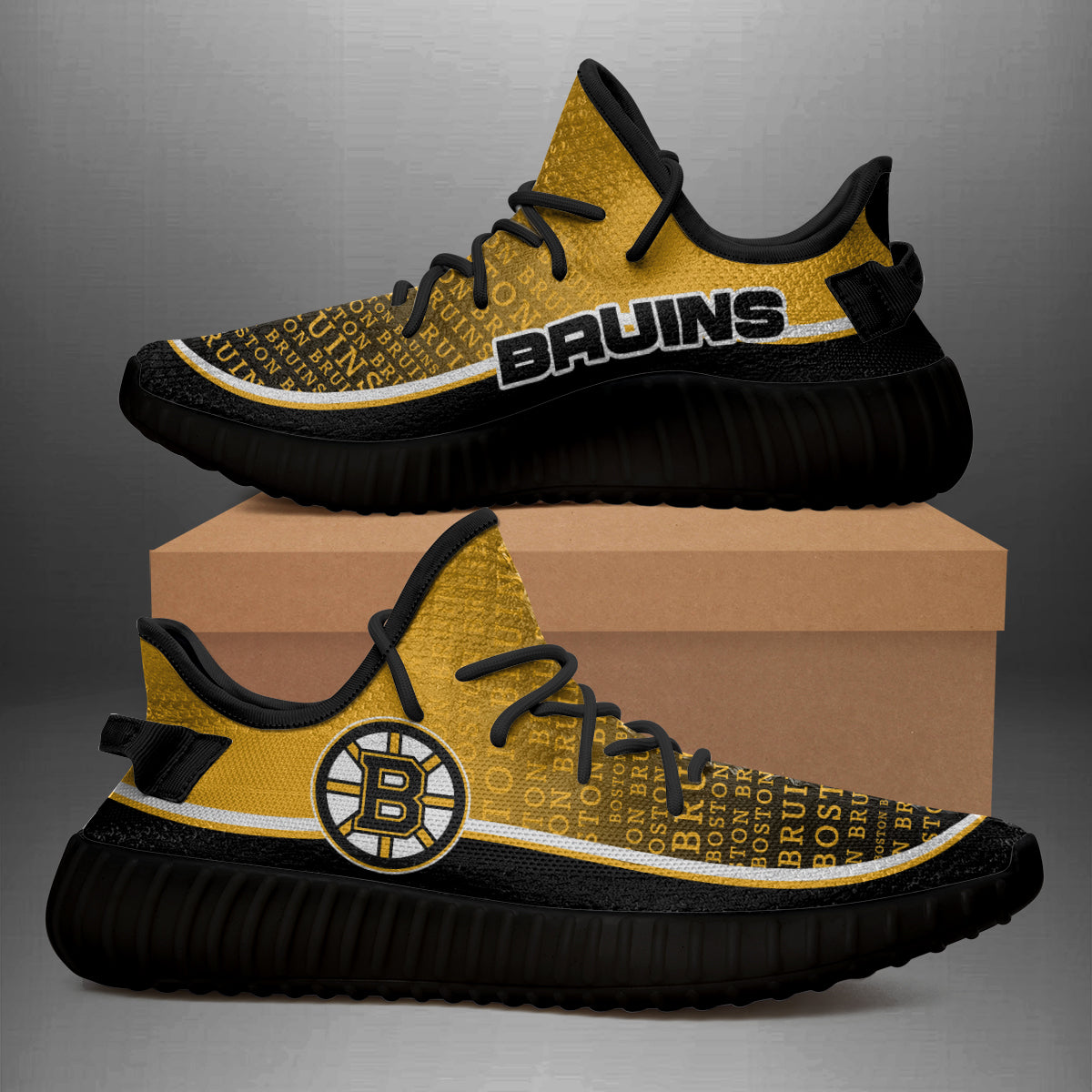 Colorful Line Words Boston Bruins Yeezy Shoes