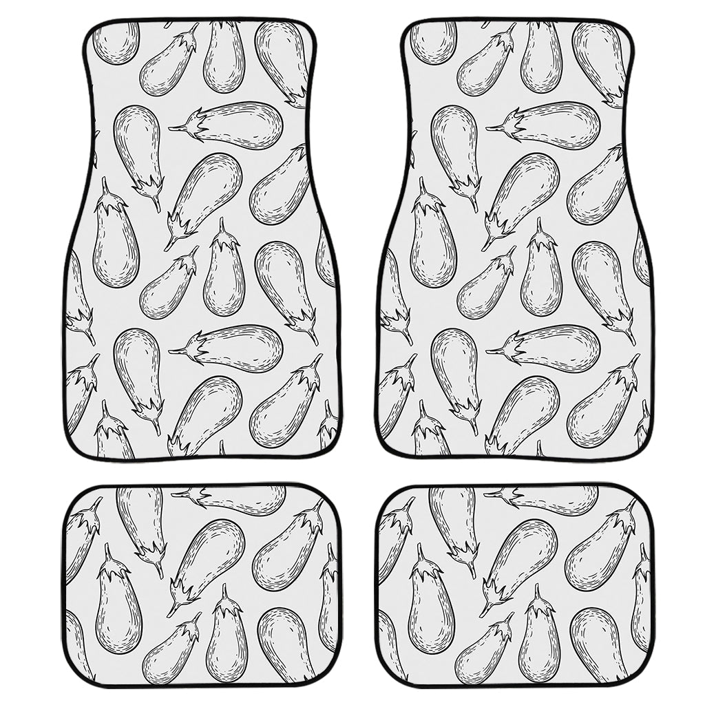 White Eggplant Drawing Print Front And Back Car Floor Mats, Front Car Mat