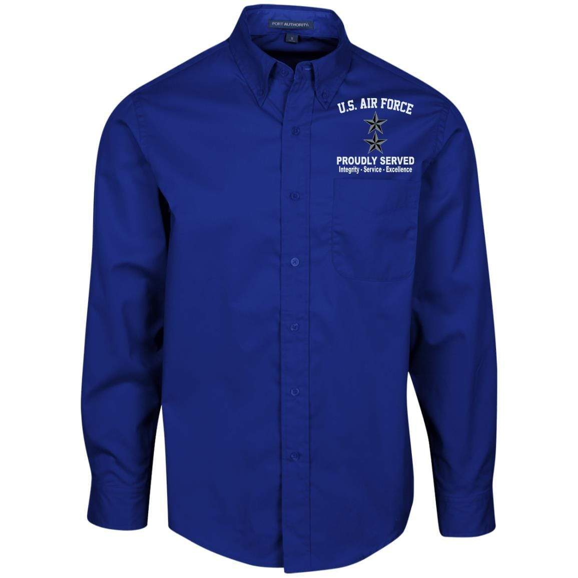 US Air Force O-8 Major General Maj G O8 General Officer Core Values Embroidered Port Authority Men’s LS Dress Shirt