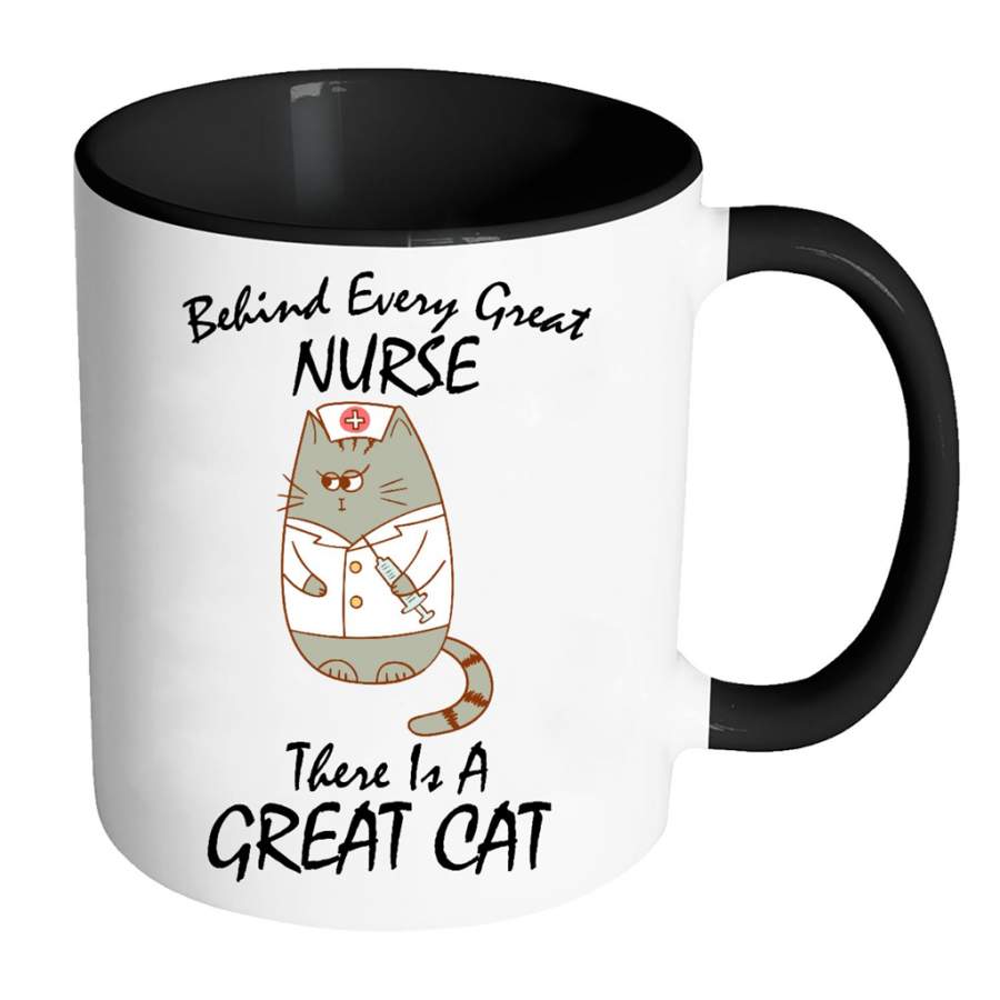 Behind Every Great Nurse There Is A Great Cat Kitten Lover W – Full-Wrap Coffee Colors Accent Mug