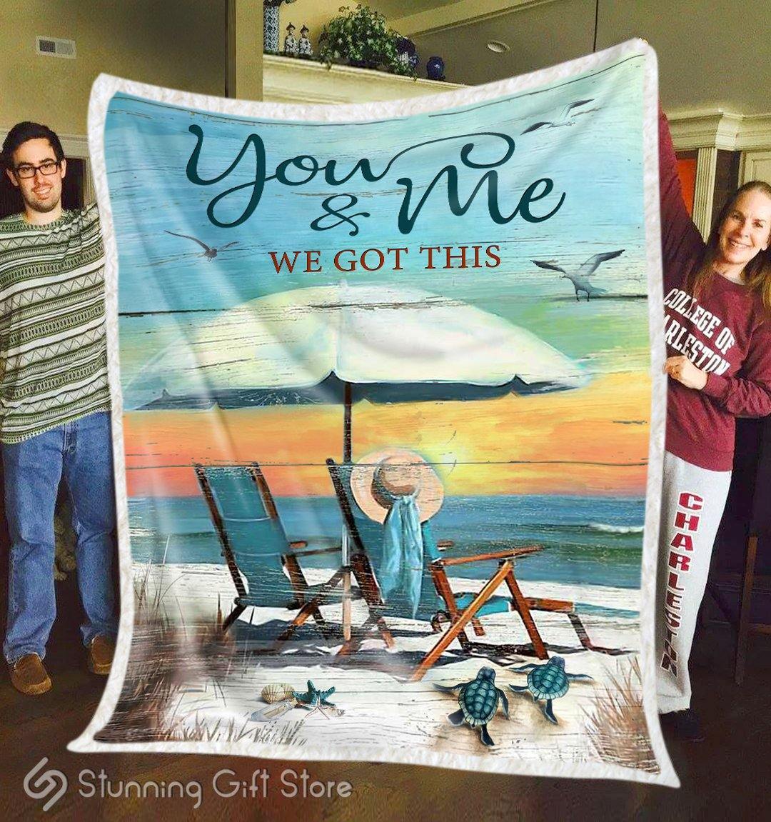 Stunning Gift Blanket Beach Scene Painting Blanket – Turtle You And Me We Got This