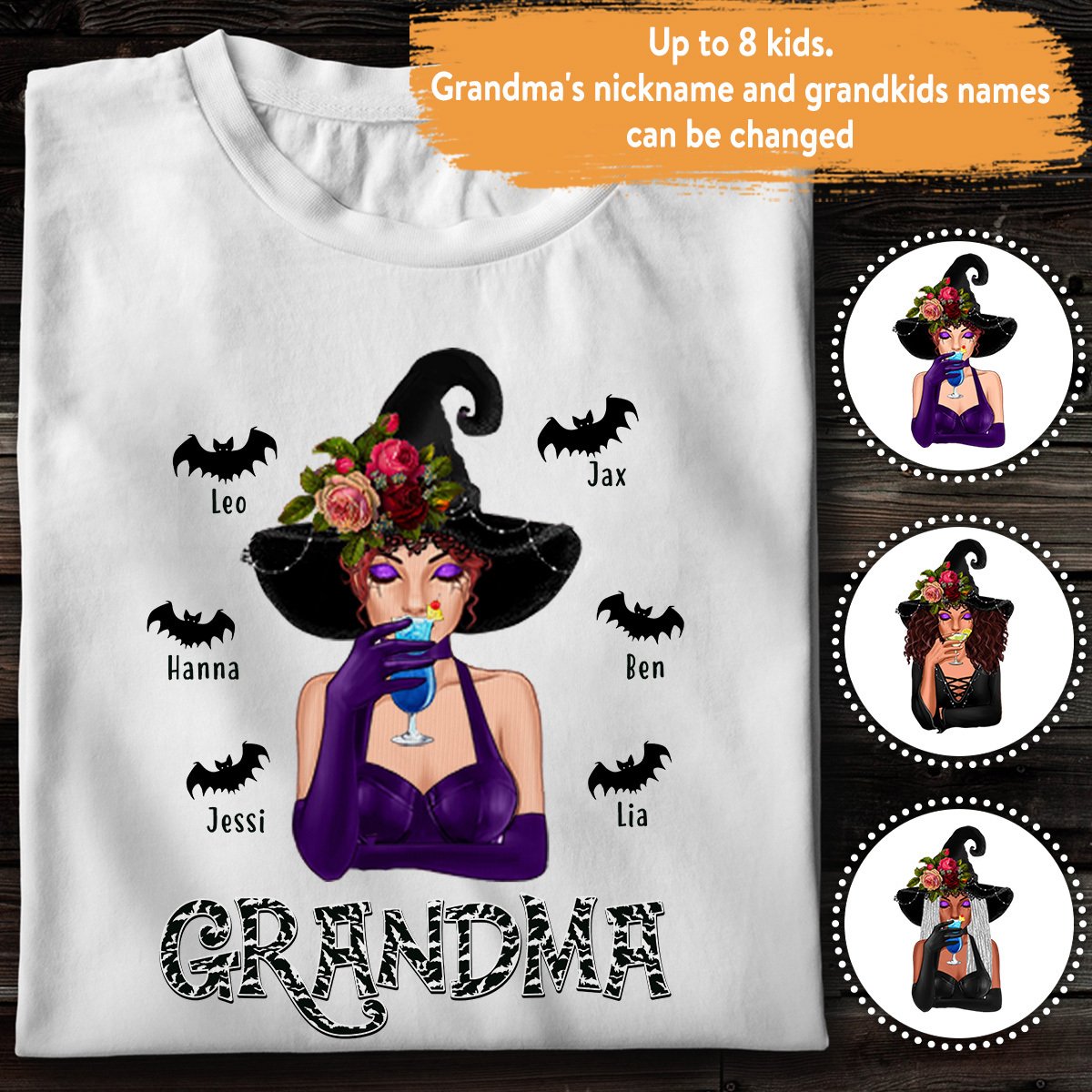 Halloween Witch Mom Grandma Personalized Shirt