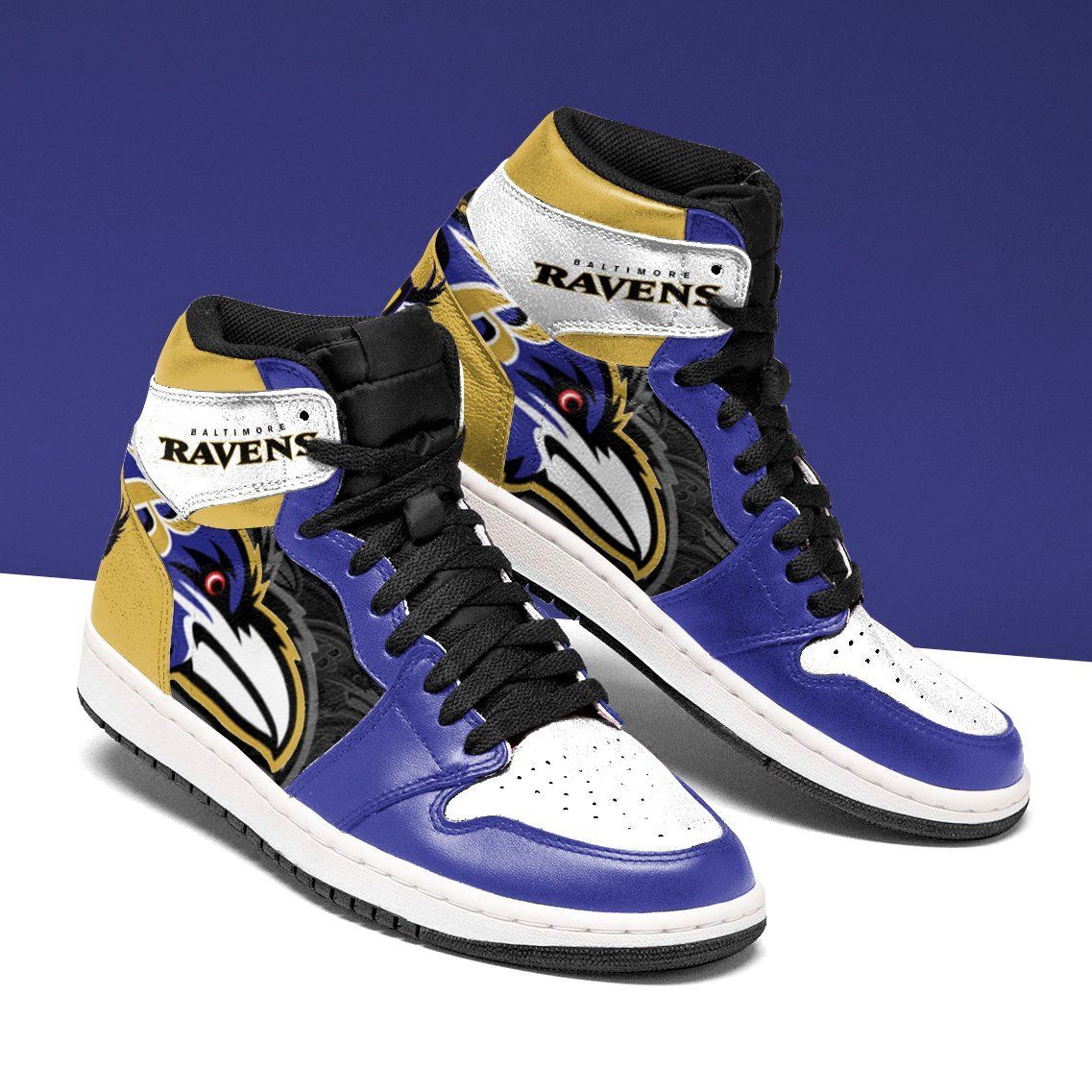 Baltimore Ravens Men Jordan Shoes Unique Football Custom Sneakers