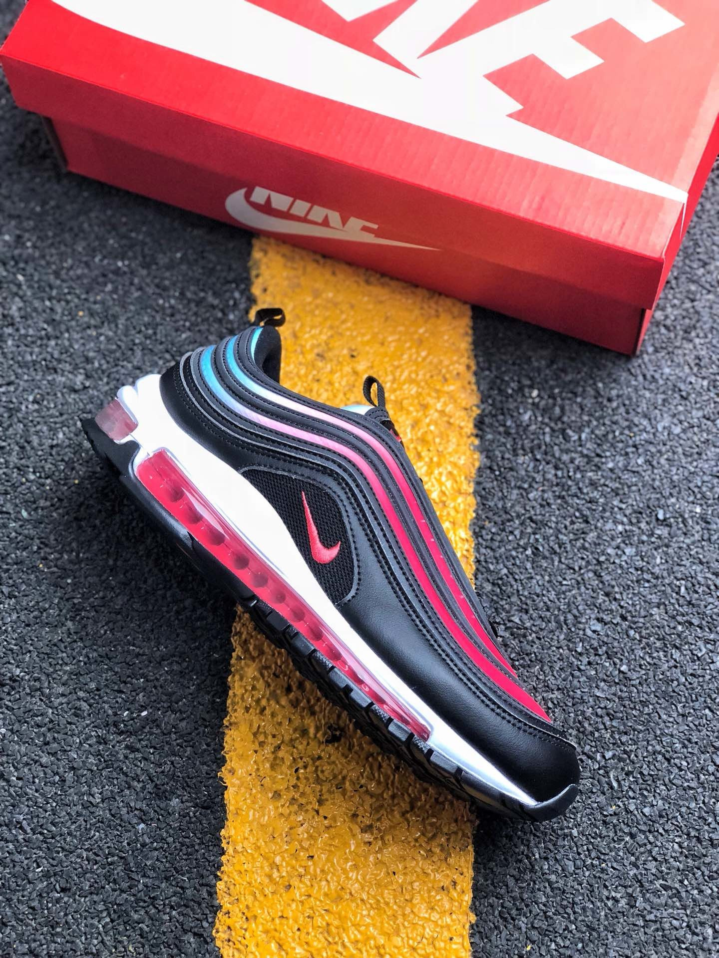 Nike Air Max 97 BlackEmber Glow-White-Blue Fury 5339620