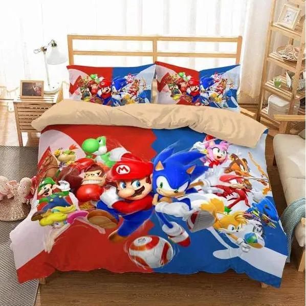 Super Mario And Sonic The Hedgehog Bedding Set Duvet Cover X Amp Pillow Cases