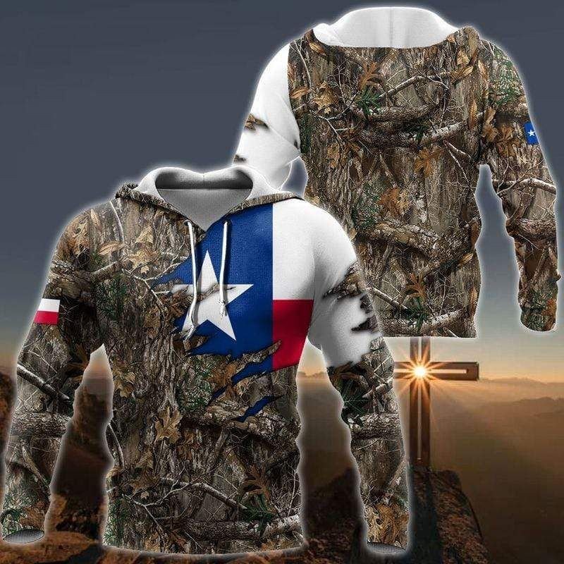 Texas Flag Hunting Hoodie 3D #V