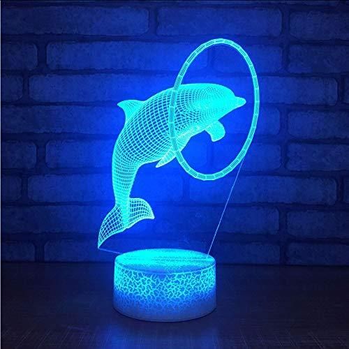 Dolphin Jump Ring Design 3D Illusion Night Light Led Light