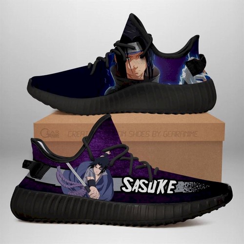 Best Sasuke Yz Sneakers Naruto Shoes Anime Yeezy Sneakers Shoes Black