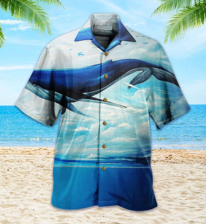 Whale Ocean Blue Hawaiian Shirt 3D Hawaiian Shirt