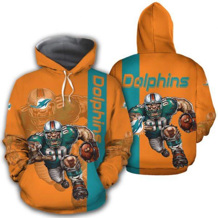 Miami Dolphins Hoodies Mens Mascot 3D Ultra Cool