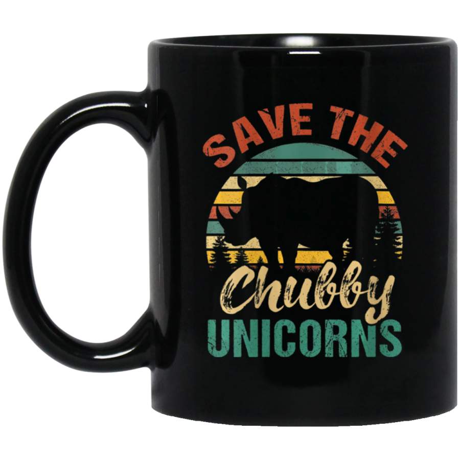 Funny Vintage Retro Rhinoceros Save the Chubby Unicorns Coffee Mug