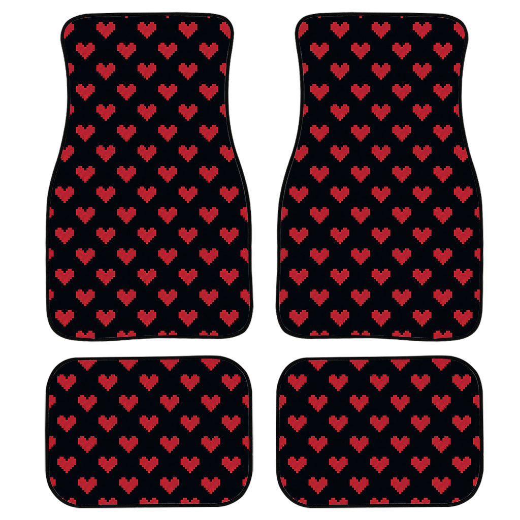 Pixel Heart Pattern Print Front And Back Car Floor Mats, Front Car Mat