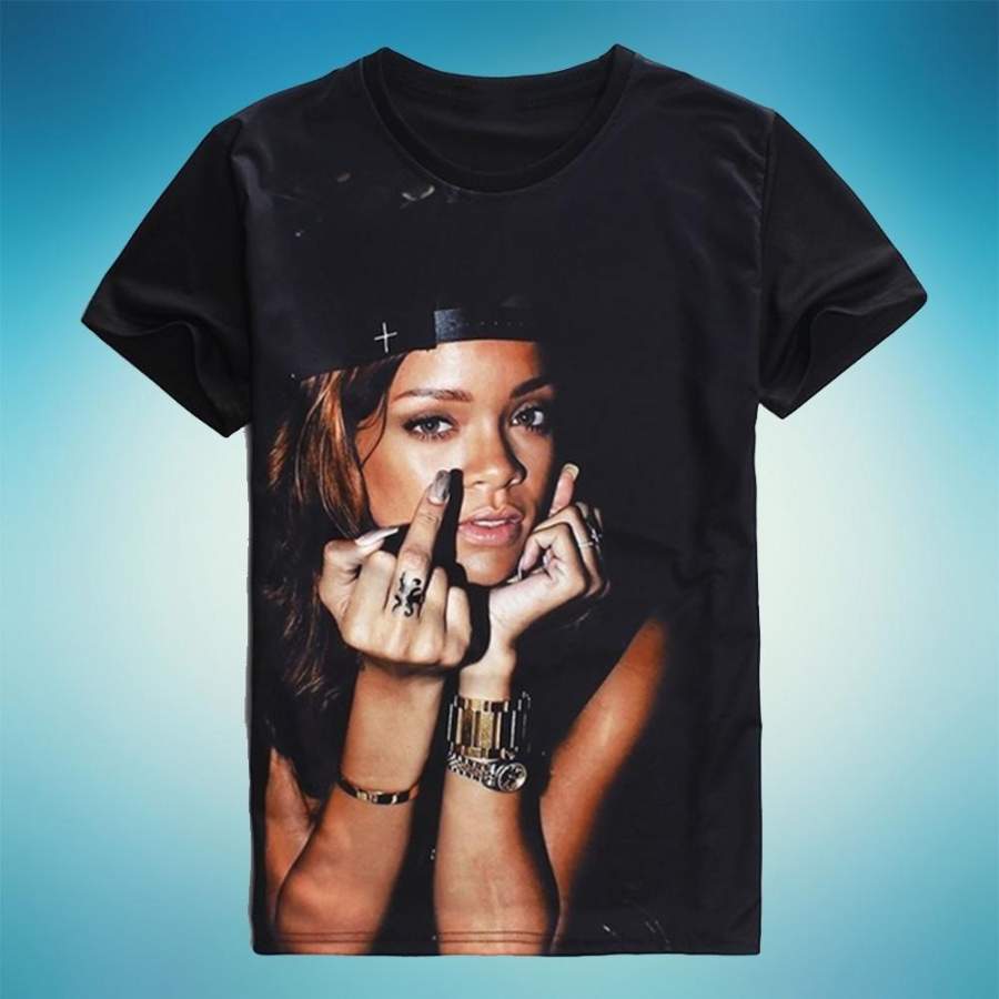 Women T Shirt Black Rihanna Print Short-Sleeve Casual Fashion Clothes Women’S Fashion T-Shirt Tees & T-Shirts