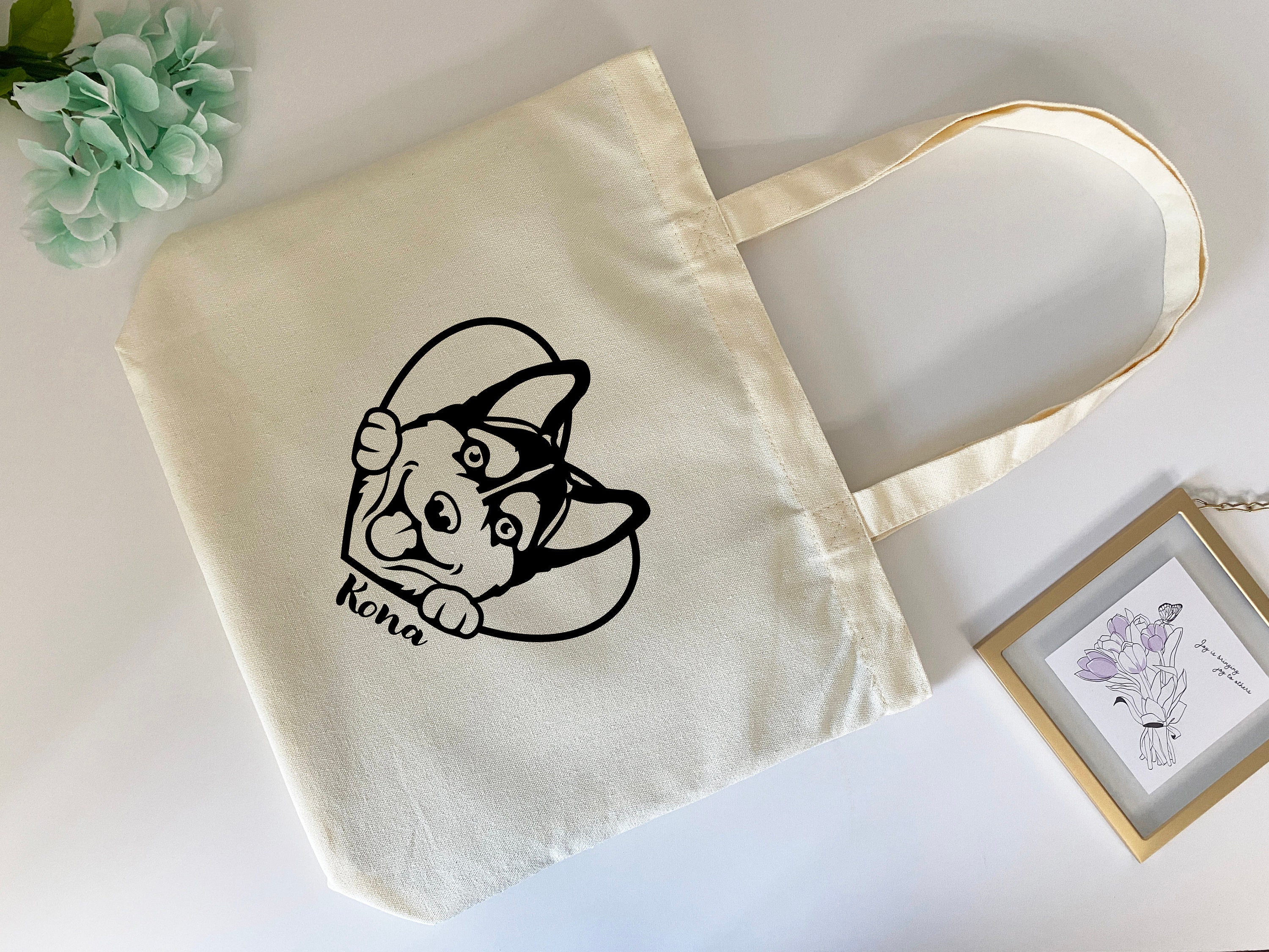 Puppy Bag, Puppy Tote Bag, Husky Bag, Canvas Tote, Cute Tote Bag, Dog Bag, Dog Mom Tote Bag, Custom Pet Bag, Dog Lover Gift,Gift for Dog Mom