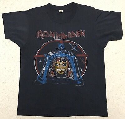 Vintage Iron Maiden Shirt Aces High 80s Metal Rock Band Screen Stars Shoot Focke 9771