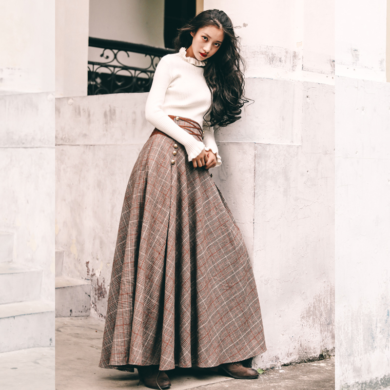 2019 Autumn Winter Sweater Skirt Set Full Sleeve Blouse Top and Woolen Plaid Skirt and Top Set Women Two Piece Outfits alx