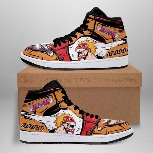 Ichigo hollow jordan sneakers bleach anime shoes fan gift idea mn05