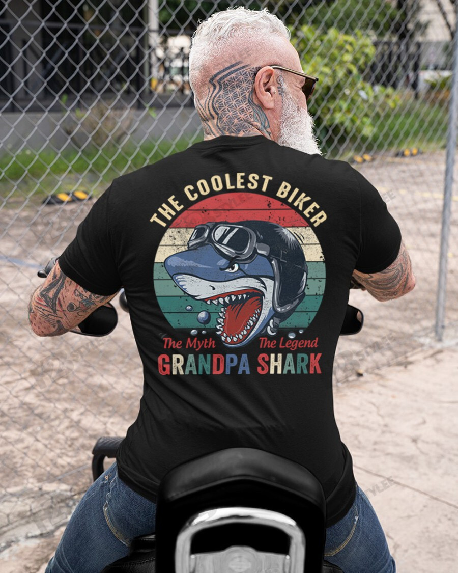 The Coolest Biker The Myth The Legend Grandpa Shark Graphic Unisex T Shirt, Sweatshirt, Hoodie Size S – 5Xl